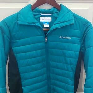 Columbia women's jacket zip front teal & black size M
